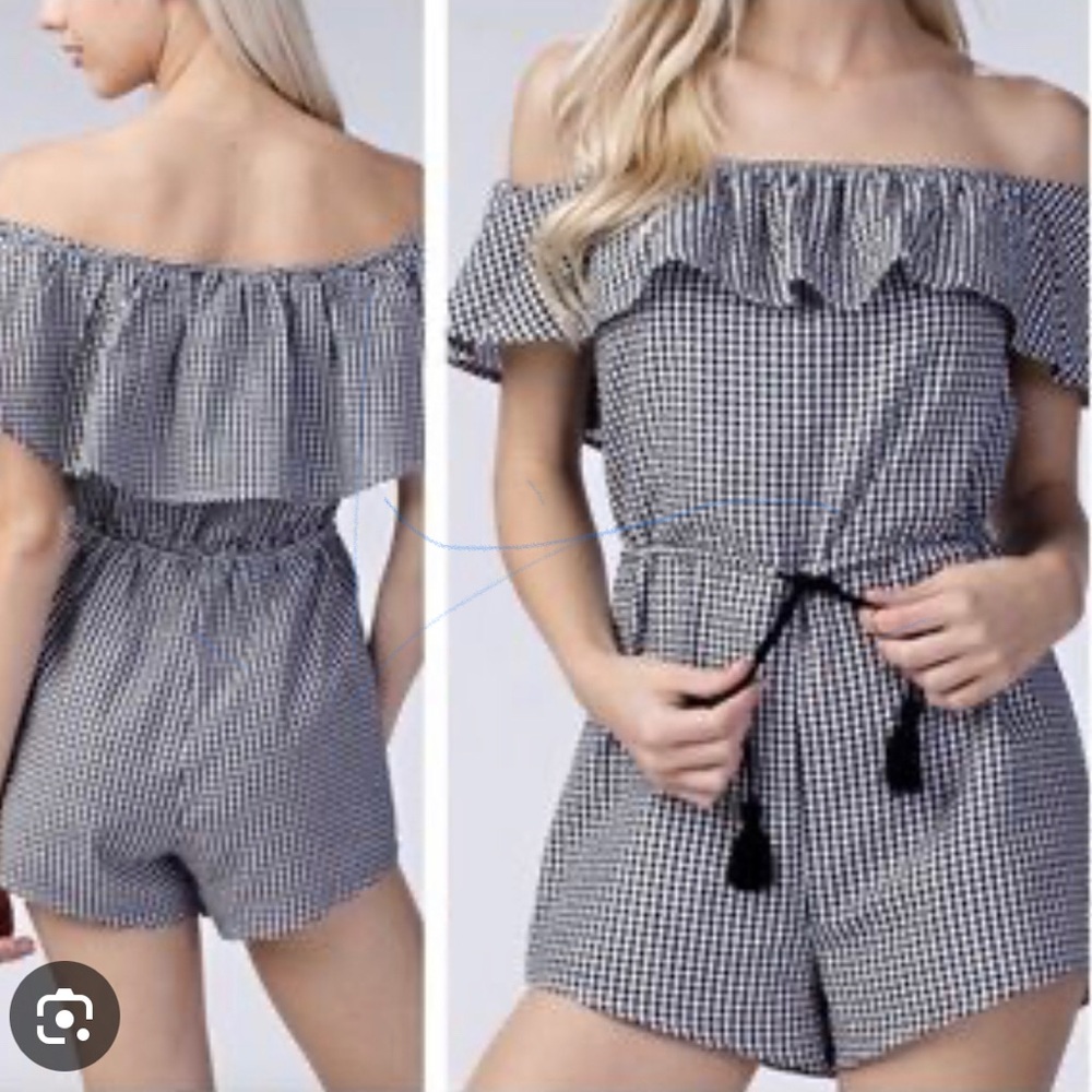 Milkmaid, Babydoll, Croquette, Honey Punch Jumper/romper Summer B/W checkered